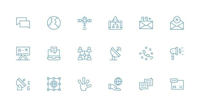Minimal Line Icons from Communication Set with 18 Vectors