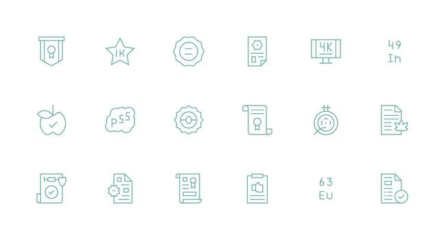 Minimal Line Style Standard Icons with 18 Vectors