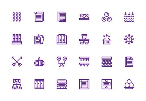24 Thick Line Line Icons for Multiple Graphics vector