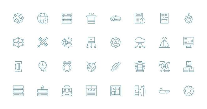 System Set with 32 Thin Line Icons vector