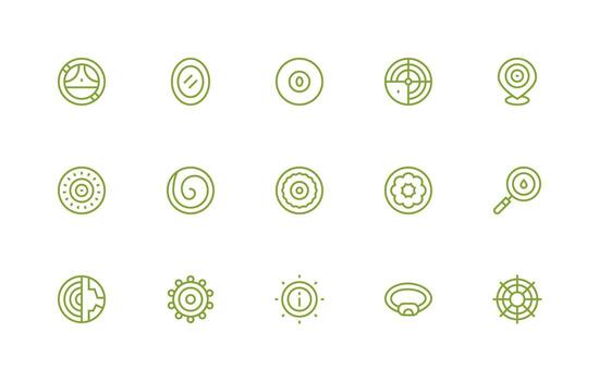 Concentric Set with 15 Regular Line Icons vector