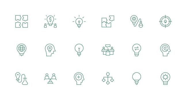 ProblemSolving Set with 18 Minimal Line Icons vector