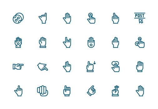 24 Thick Line Line Icons for Click Graphics vector