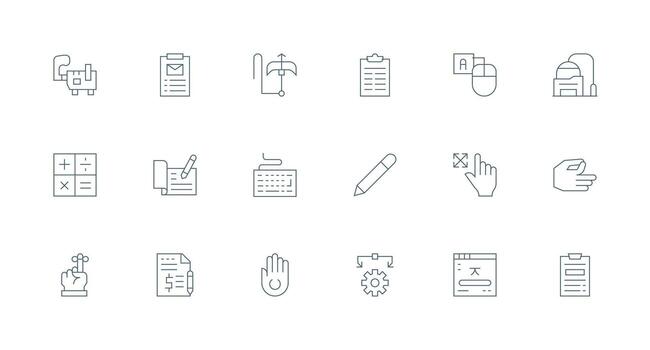 18 Minimal Line Designs for Input Icons vector
