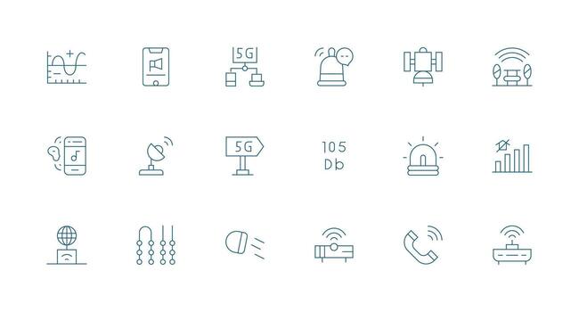 Signal Design Icons featuring 18 in Minimal Line Style vector