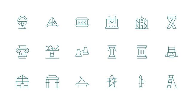 18 Minimal Line Style Icons from Support Structure Collection vector