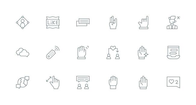 Interaction Set with 18 Minimal Line Icons vector