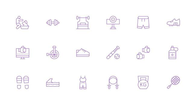 Exercise Set with 18 Minimal Line Icons vector