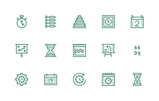 Timeline featuring 15 Icons in Regular Line Design vector