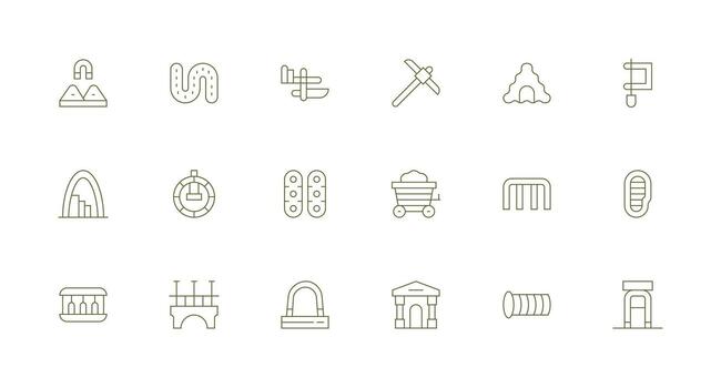 Minimal Line Style Tunnel Icons with 18 Vectors