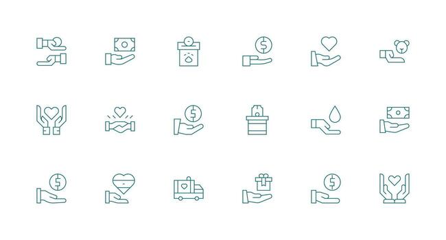 Minimal Line Icons from Giving Set with 18 Vectors