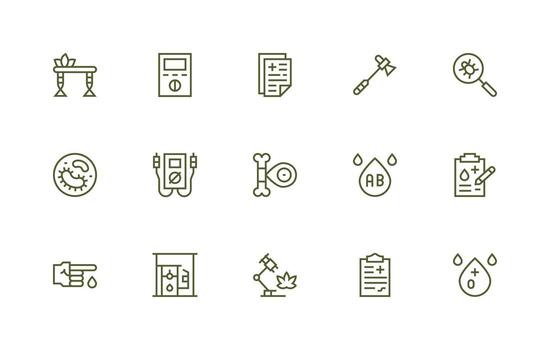 Testing Icon Set with 15 Regular Line Graphics vector