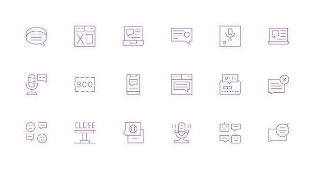 Dialog Icon Set with 18 Minimal Line Graphics vector
