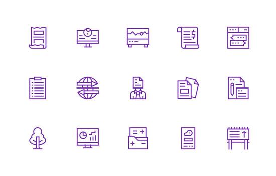 Regular Line Style Data Icons with 15 Vectors