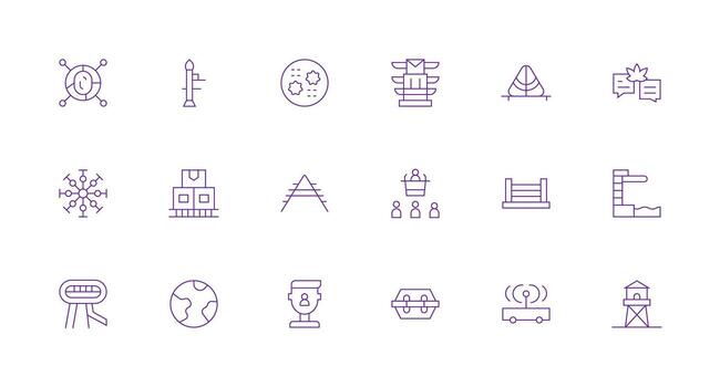 Platform Set with 18 Minimal Line Icons vector