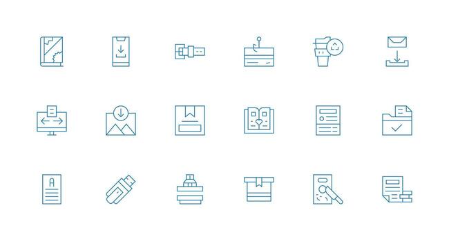 mínimo línea íconos desde digital archivo conjunto con 18 vectores