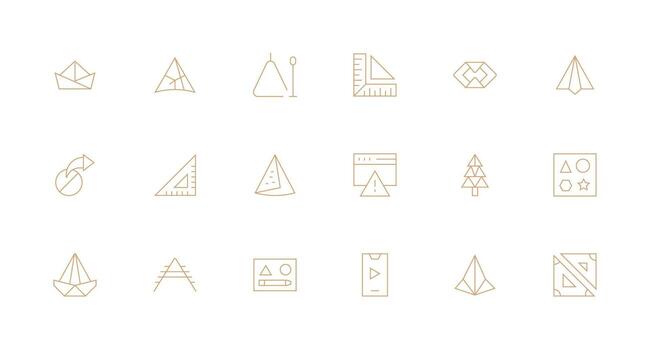 Triangle Set with 18 Minimal Line Icons vector
