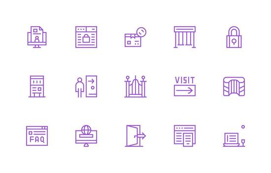 Portal Icon Set with 15 Regular Line Graphics vector