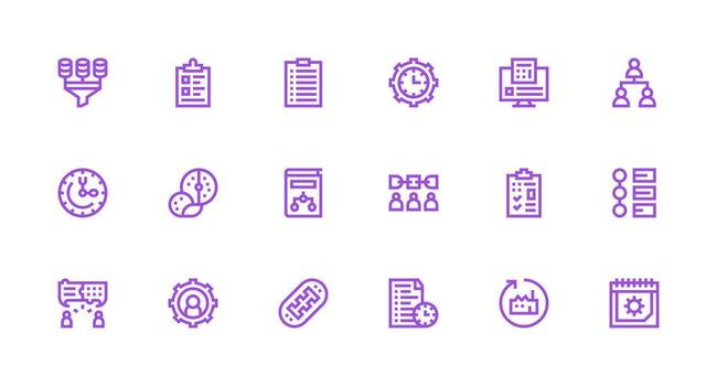 Workflow Set with 18 Strong Stroke Line Icons vector