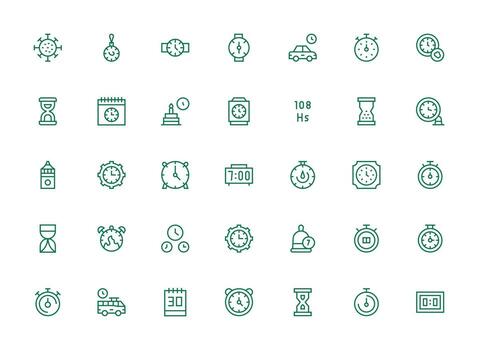 Regular Clean Line Icons from Countdown Set with 35 Vectors