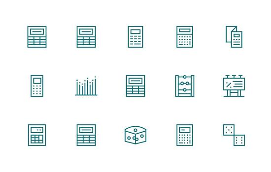 números icono conjunto con 15 regular línea gráficos vector