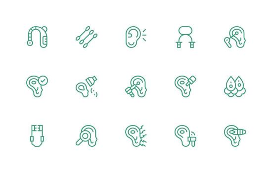 Ear Design Icons featuring 15 in Regular Line Style vector