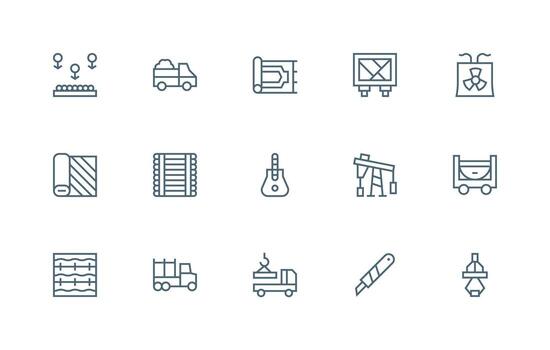 Regular Line Icons from Material Set with 15 Vectors