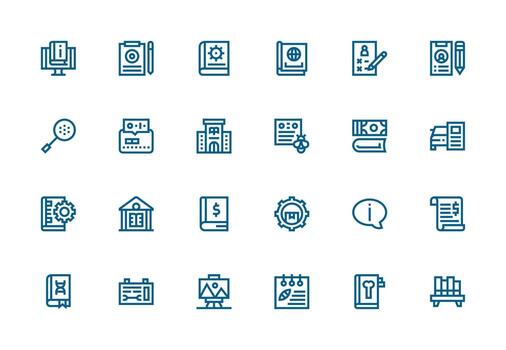 24 Icons for Documentation in Thick Line Line Format vector