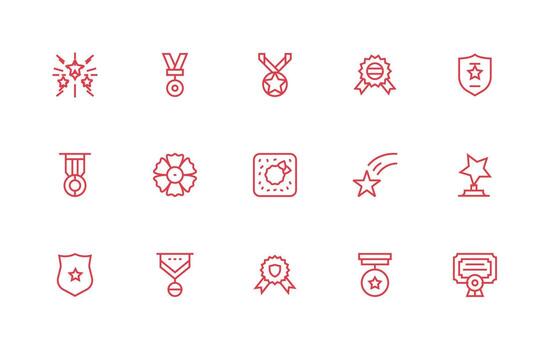 Commendation Set with 15 Regular Line Icons vector