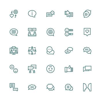 Medium Stroke Outline Icons from Comment Set with 25 Vectors