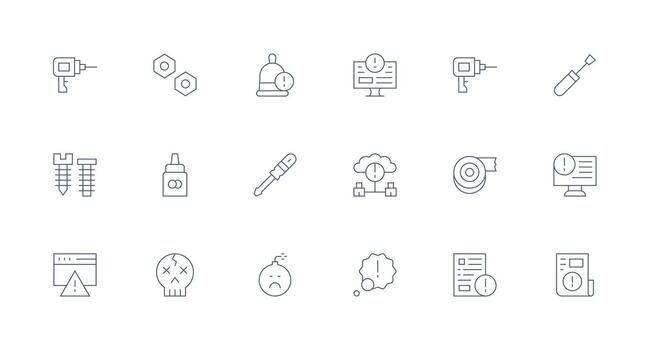 Fix Set with 18 Minimal Line Icons vector