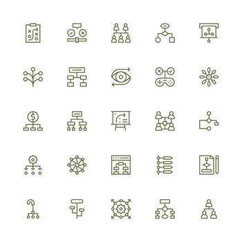25 medio carrera contorno íconos para diagrama de flujo gráficos vector