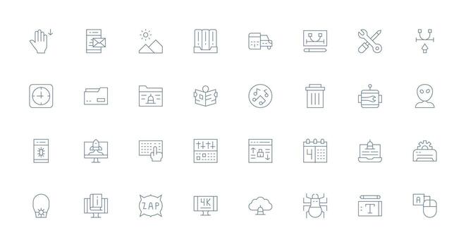Software featuring 32 Icons in Thin Line Design vector
