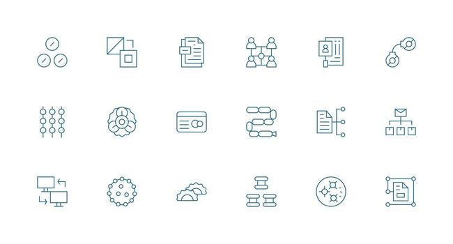 Linked Set with 18 Minimal Line Icons vector