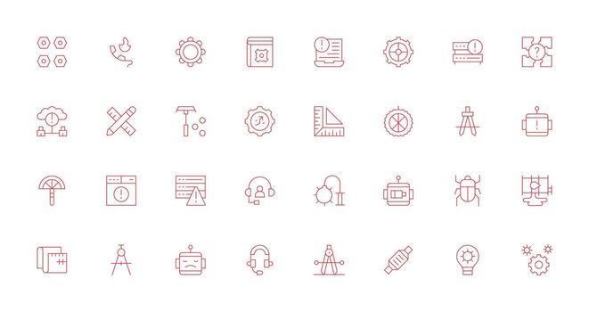 32 Thin Line Icons for Technical Graphics vector