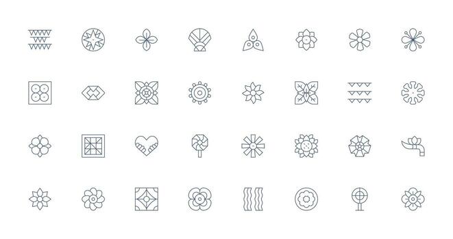 32 Delgado línea íconos para motivo gráficos vector