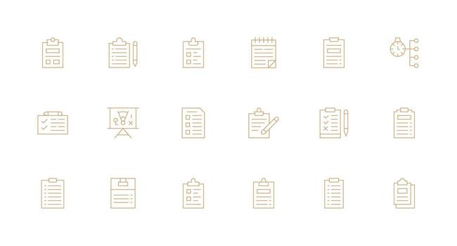 Task List Visual Pack containing 18 Minimal Line Icons vector