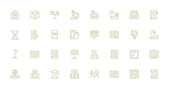 Study featuring 32 Icons in Thin Line Design vector