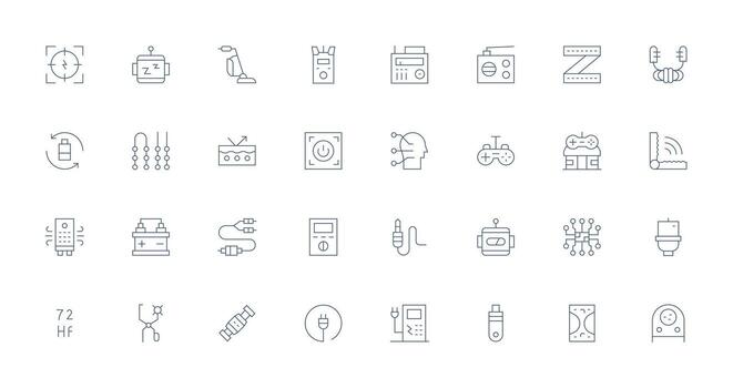 Electronics Icon Set with 32 Thin Line Graphics vector