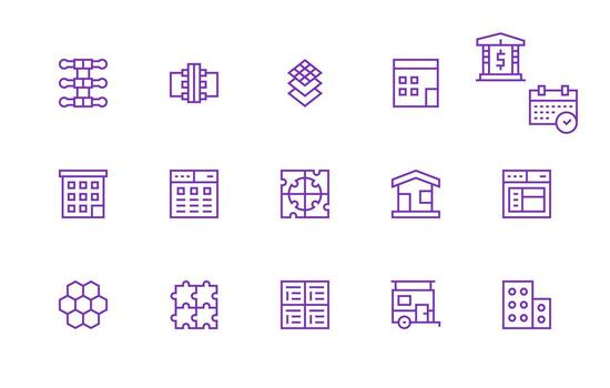 15 Icons for Modular in Regular Line Format vector