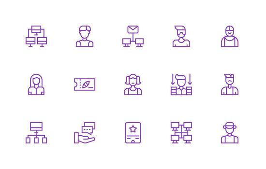 15 Icons for Client in Regular Line Format vector