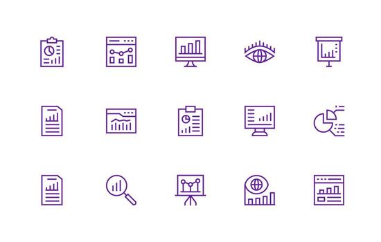 15 Regular Line Icons for Trends Graphics vector