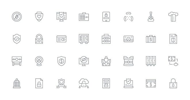 Secure Set with 32 Thin Line Icons vector