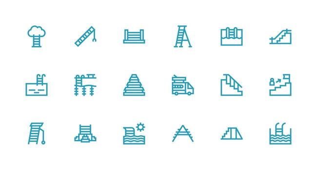 Ladder Icon Set with 18 Strong Stroke Line Graphics vector