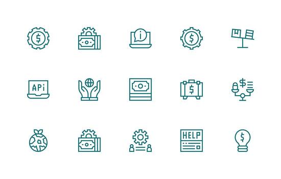 Resources Set with 15 Regular Line Icons vector