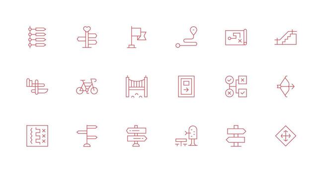 Path Set with 18 Minimal Line Icons vector