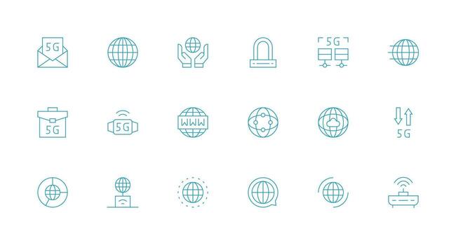 18 Minimal Line Style Icons from Internet Access Collection vector
