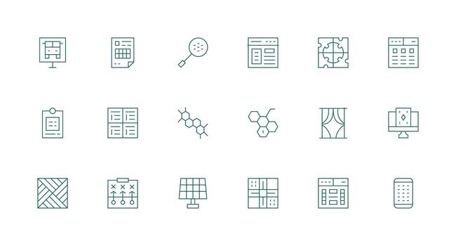 Grid Set with 18 Minimal Line Icons vector