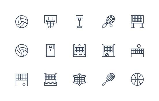 Net Design Icons featuring 15 in Regular Line Style vector