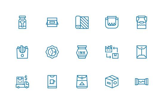 Package Icon Set with 15 Regular Line Graphics vector